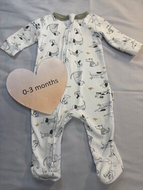 Rabbit + Bear - Adorable Organic Cotton Dog Print Baby Onesie Sleeper